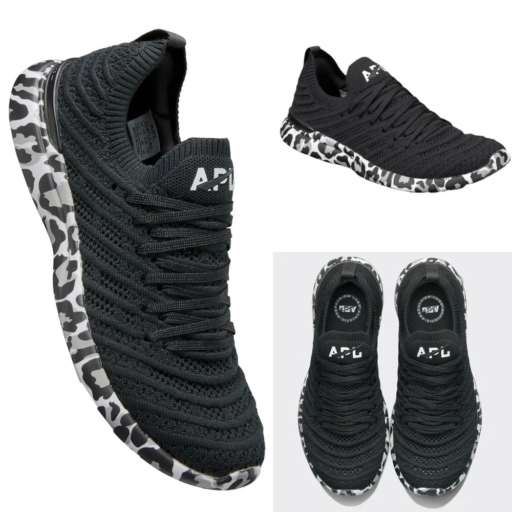 APL Women's Techloom Wave Slip On Running Sneaker Black White Leopard Size 8 NEW